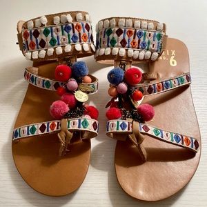 Mix no. 6 Jestine gladiator Pom Pom sandals